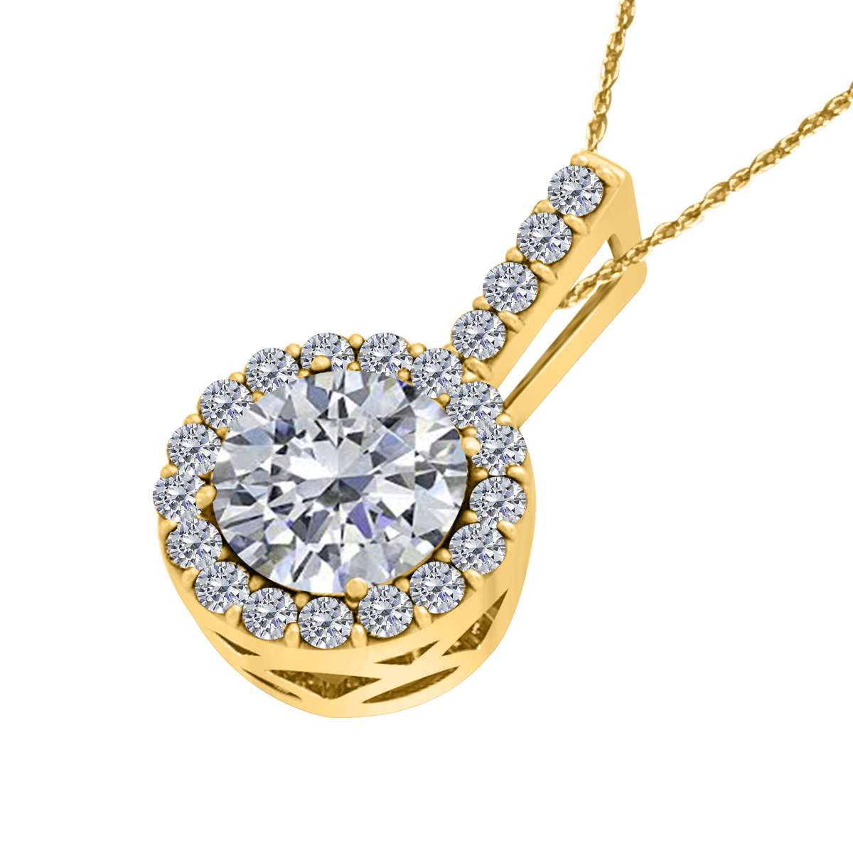 3/8 Carat Natural Diamond Halo Pendant Necklace For Women In 14K Rose White & Yellow Gold With 18" Box Chain Mauli Jewels