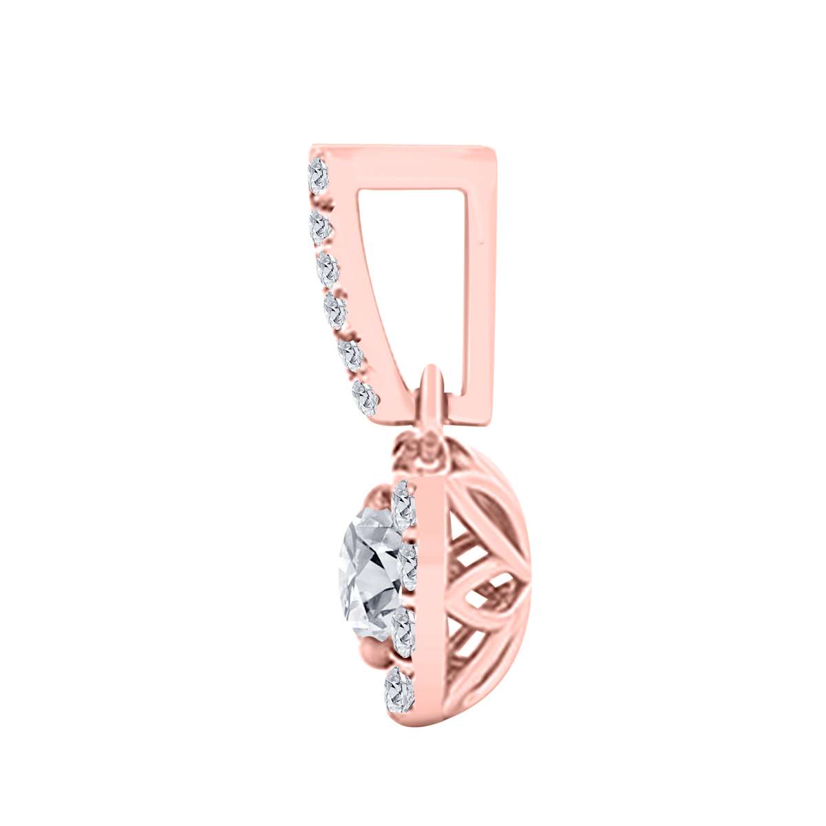 0.75 Carat Halo Natural Diamond Necklace Pendant for Women In 10K Rose White & Yellow Gold With 18" Box Chain Mauli Jewels
