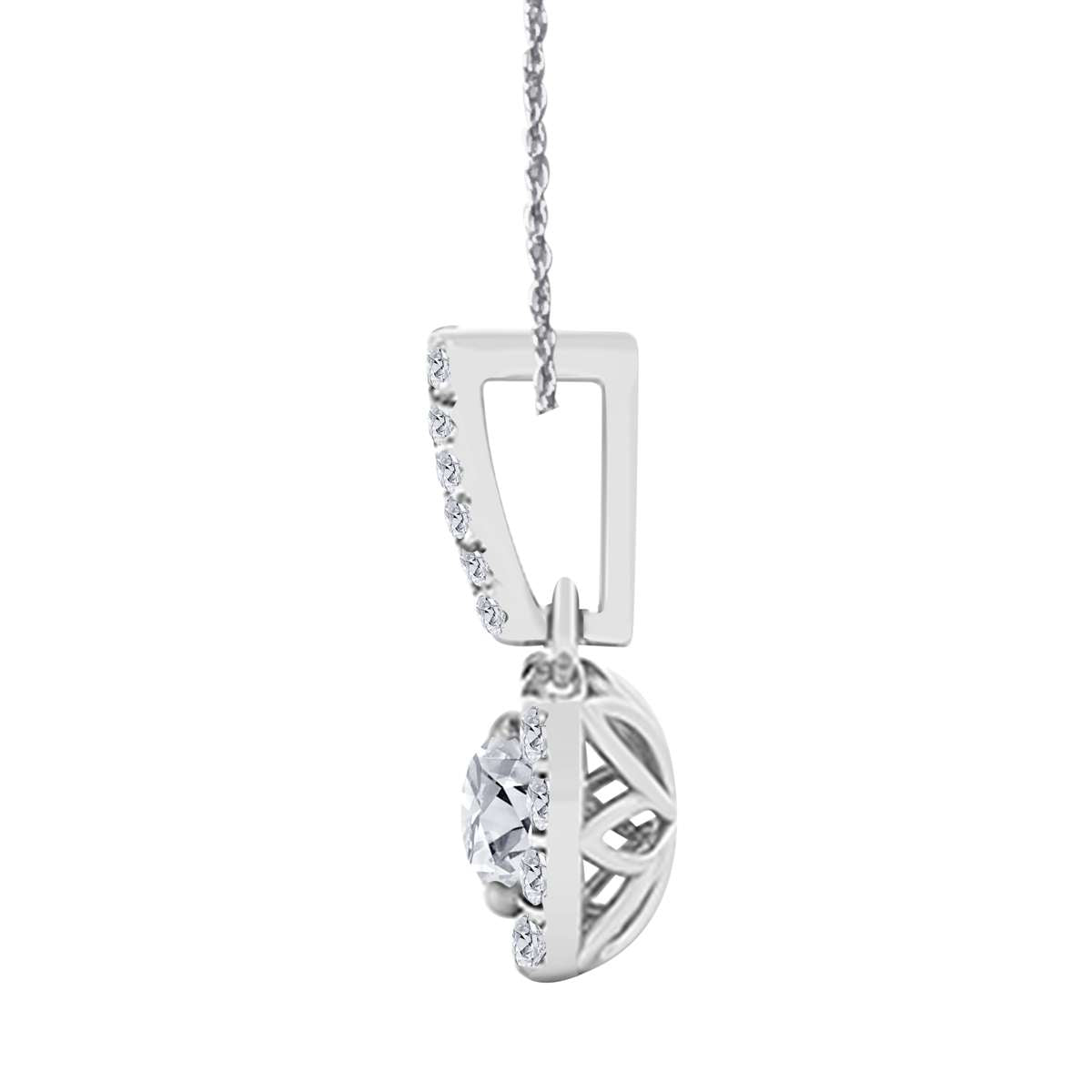 0.75 Carat Halo Natural Diamond Necklace Pendant for Women In 10K Rose White & Yellow Gold With 18" Box Chain Mauli Jewels