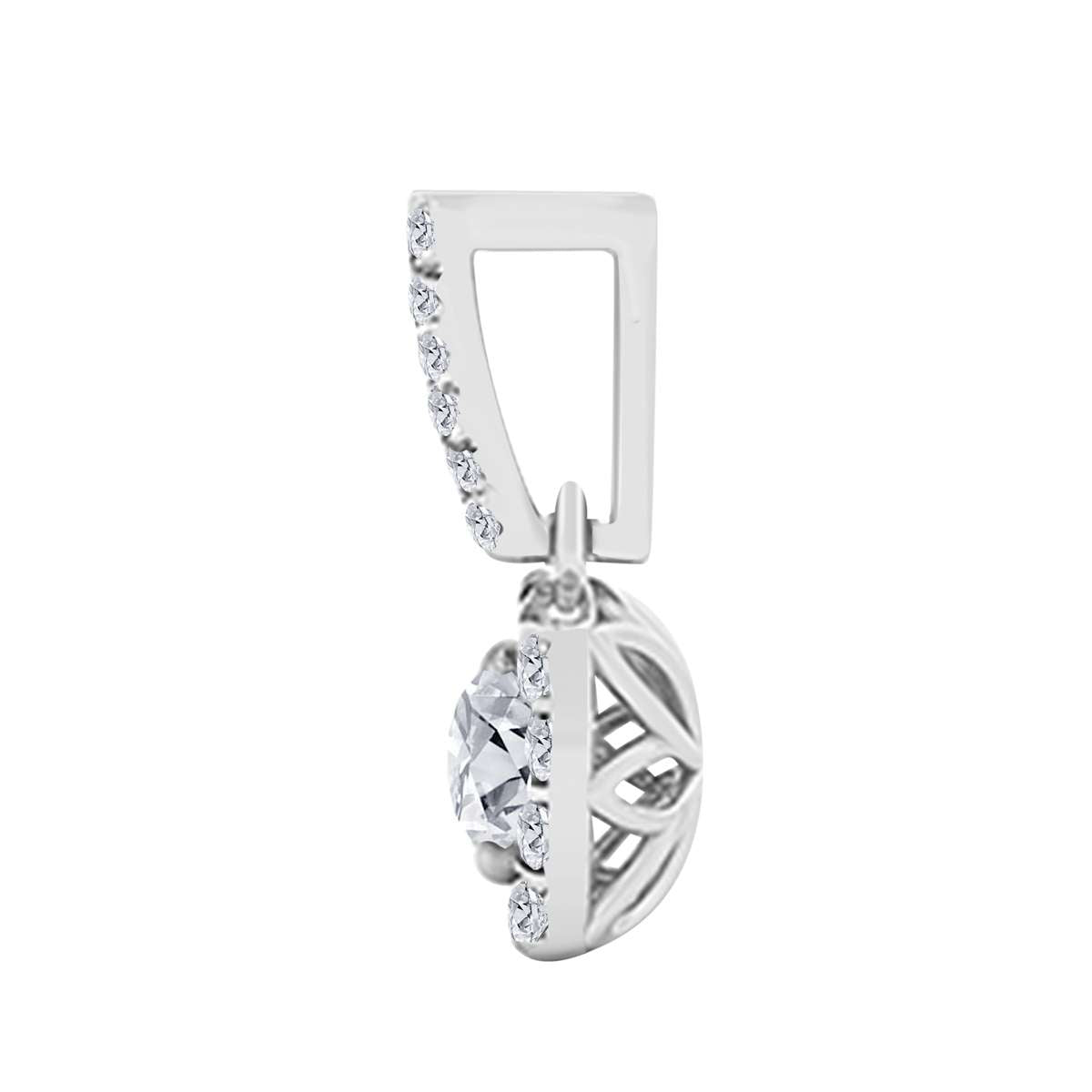 0.75 Carat Halo Natural Diamond Necklace Pendant for Women In 10K Rose White & Yellow Gold With 18" Box Chain Mauli Jewels