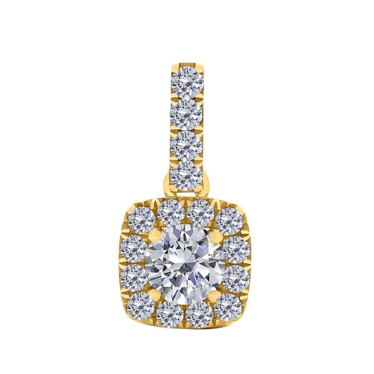 0.75 Carat Halo Natural Diamond Necklace Pendant for Women In 10K Rose White & Yellow Gold With 18" Box Chain Mauli Jewels