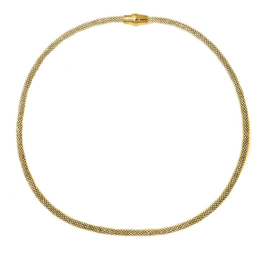 Mauli Jewels 4MM Italian Made Popcorn Chain Necklace for Women, 14K Gold Plated 925 Sterling Silver with Magnetic Clasp, Rhodium Finish