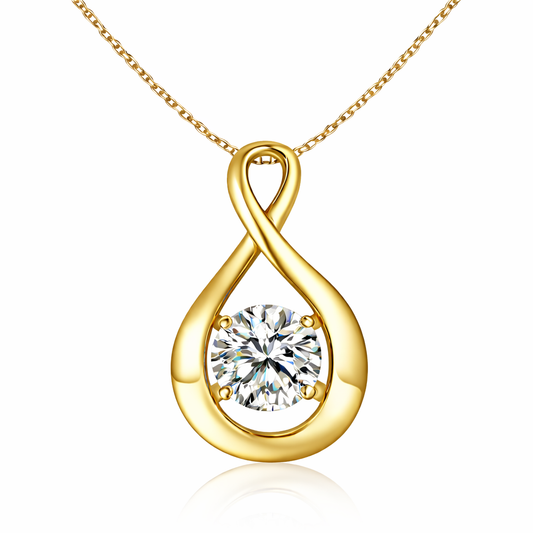 Mauli Jewels 10K White & Yellow Gold 1 Carat Lab Grown Diamond Round Cut Pendant Necklace for Women, E-F VS1 Excellent Cut with 18 Inch Gold Chain
