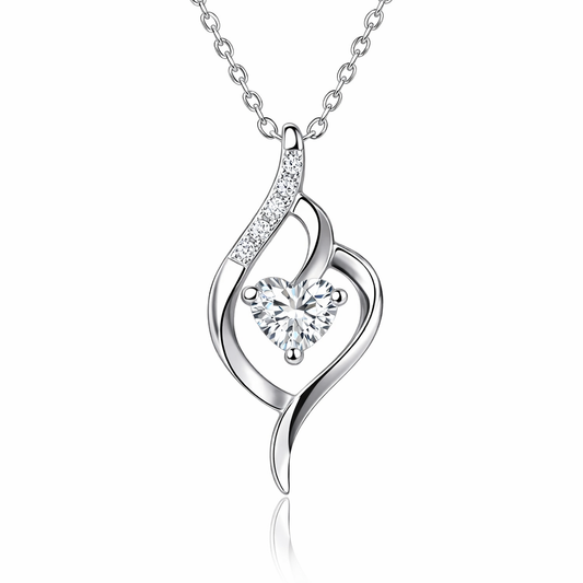 Mauli Jewels 0.85 Carat Lab Grown Diamond Pendant for Women in 10K White and Yellow Gold, Heart Shape Diamond Pendant Necklace, EF VS1 Excellent Cut with 18 Inch Gold Cable Chain
