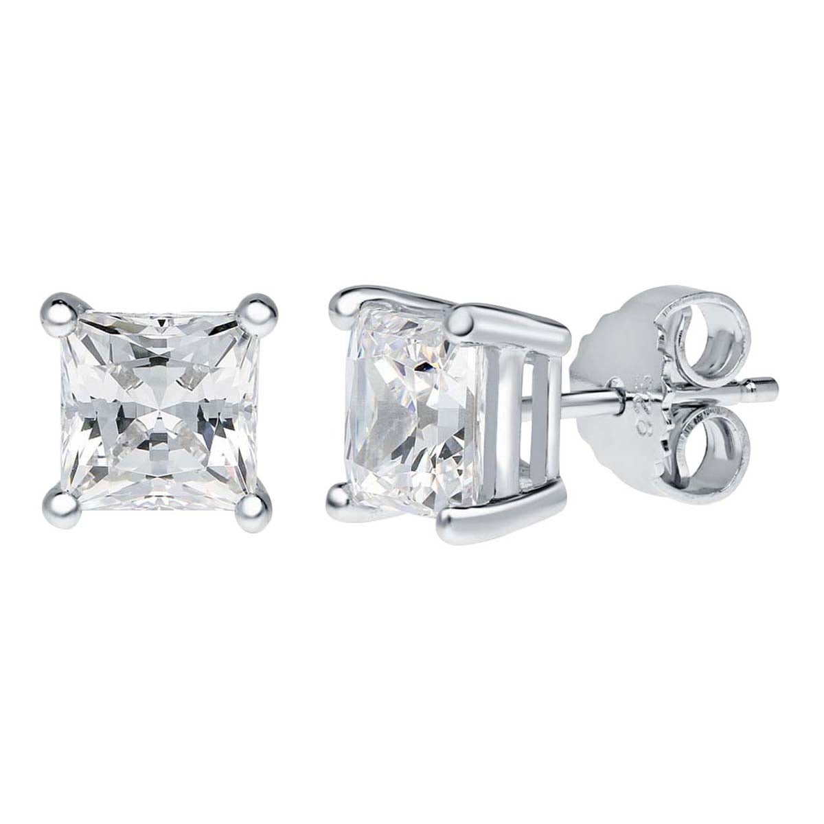 1.00 Carat Princess-Cut Lab-Grown Diamond Square Stud Earrings for Women in 14K White or Yellow Gold Mauli Jewels