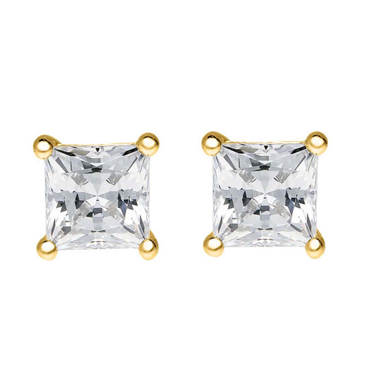 1/4 Carat Princess-Cut Lab-Grown Diamond Square Stud Earrings for Women in 14K White or Yellow Gold Mauli Jewels