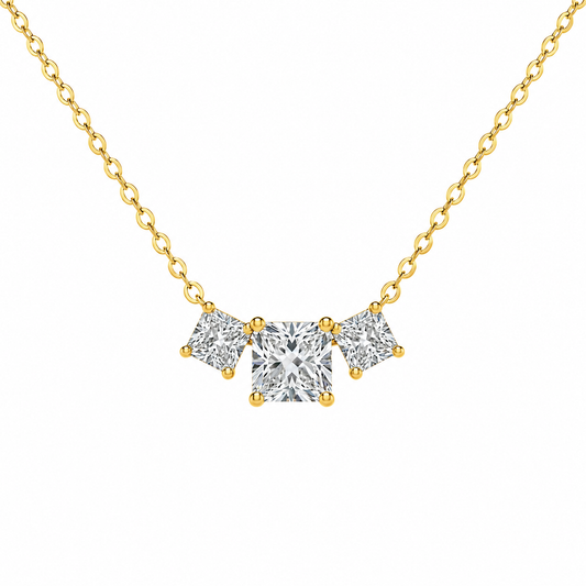 Mauli Jewels Pendant Necklace for Women in 14K White & Yellow Gold, 2.00 CT Lab Grown Princess Cut Diamond Pendant, E-F VS1 Excellent Cut with 18 Inch Chain