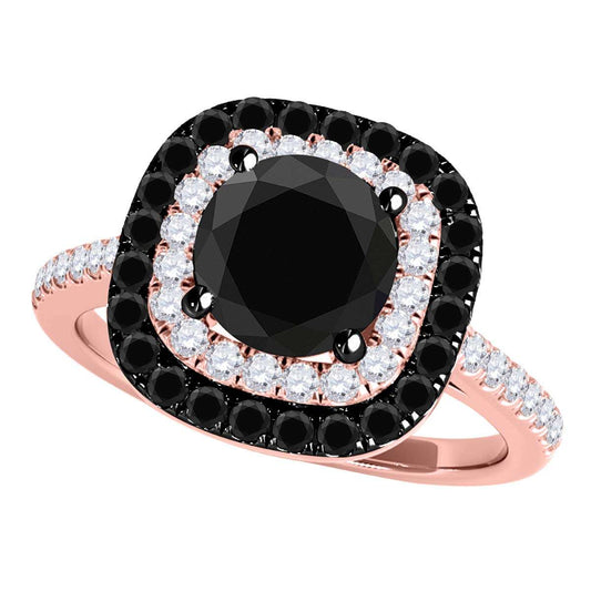 1.50 Carat Black & White Diamond Halo Engagement Ring in 10K White, Rose, or Yellow Gold | Mauli Jewels Mauli Jewels