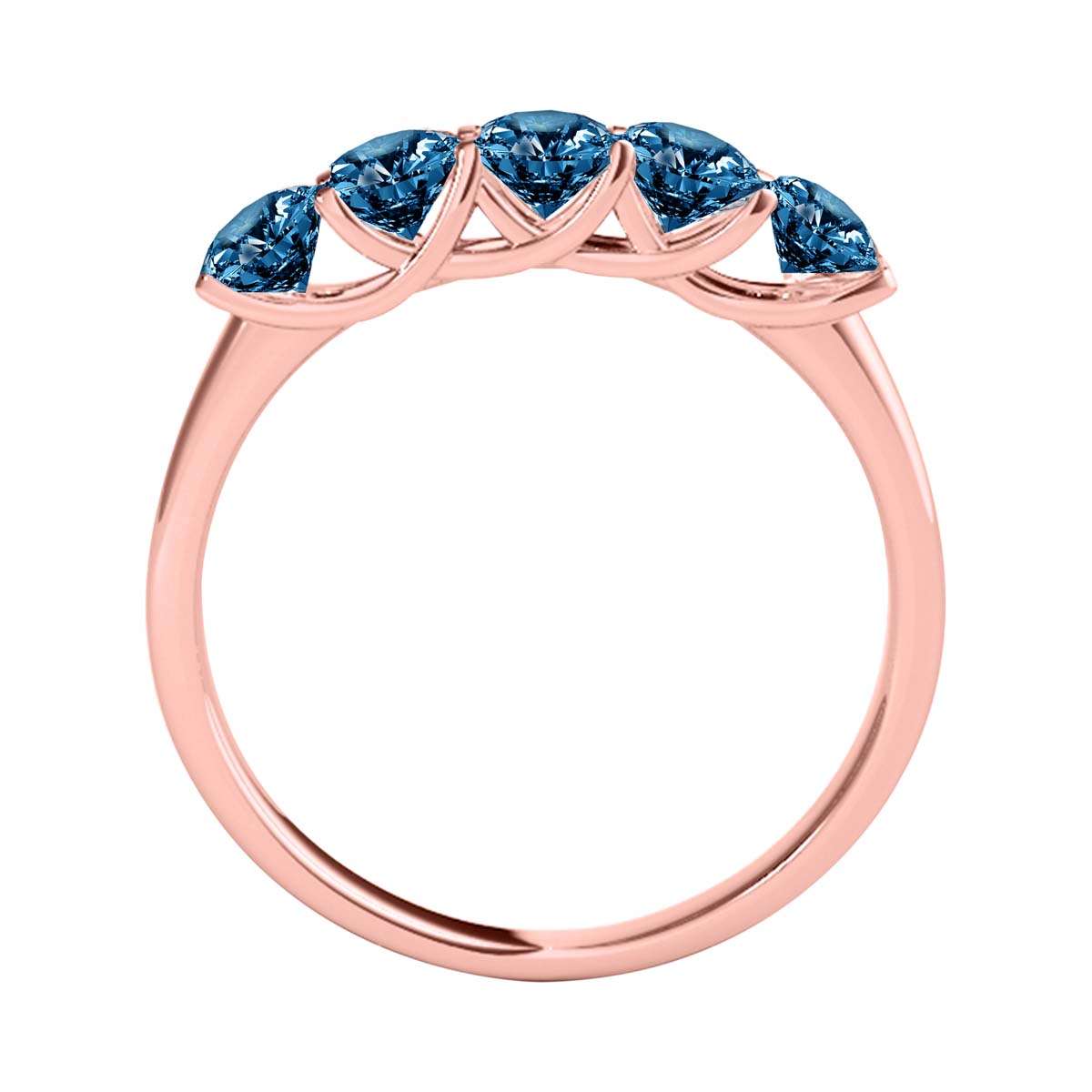 Maulijewels Engagement Rings Women 1.00 Carat Five Stone Natural Round Blue Diamond Band 14KGold | Mauli Jewels