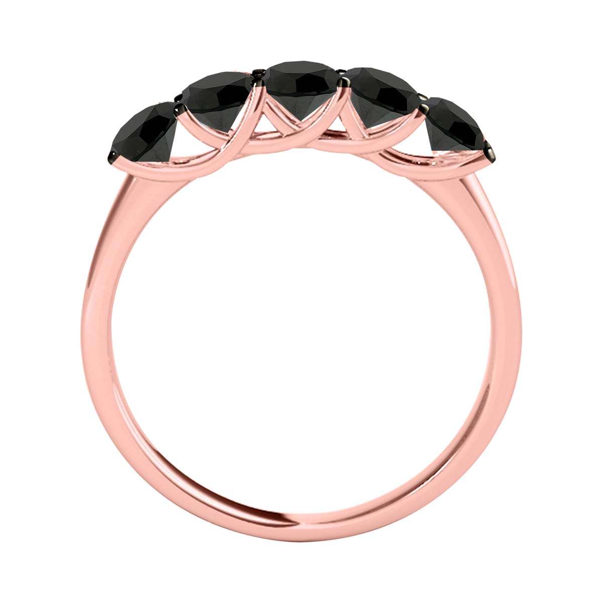 Mauli Jewels 1.00 Carat Five Stone Black Diamond Exquisite Women's Wedding Band Prong-Setting 14K Rose White Yellow Gold Mauli Jewels