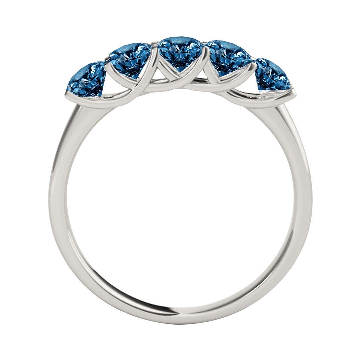 Maulijewels Engagement Rings Women 1.00 Carat Five Stone Natural Round Blue Diamond Band 14KGold | Mauli Jewels
