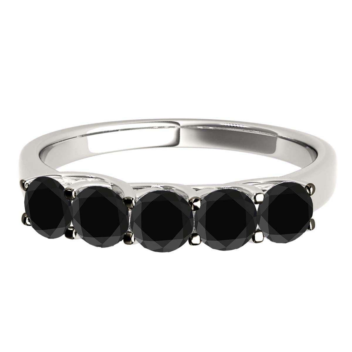 Mauli Jewels 1.00 Carat Five Stone Black Diamond Exquisite Women's Wedding Band Prong-Setting 14K Rose White Yellow Gold Mauli Jewels