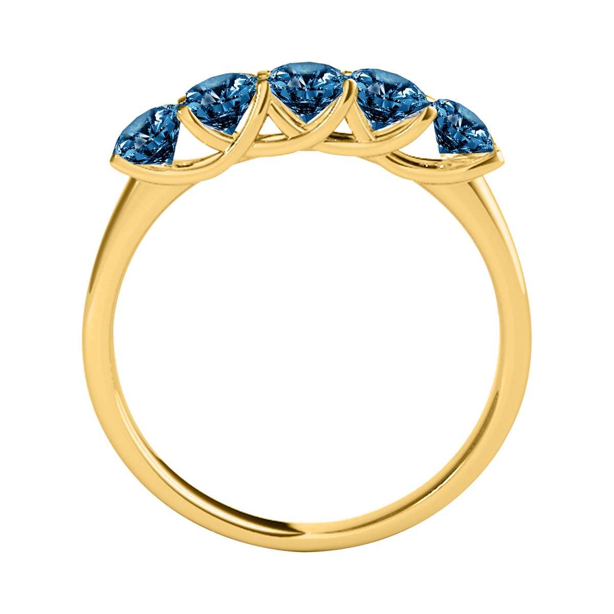 Maulijewels Engagement Rings Women 1.00 Carat Five Stone Natural Round Blue Diamond Band 14KGold | Mauli Jewels