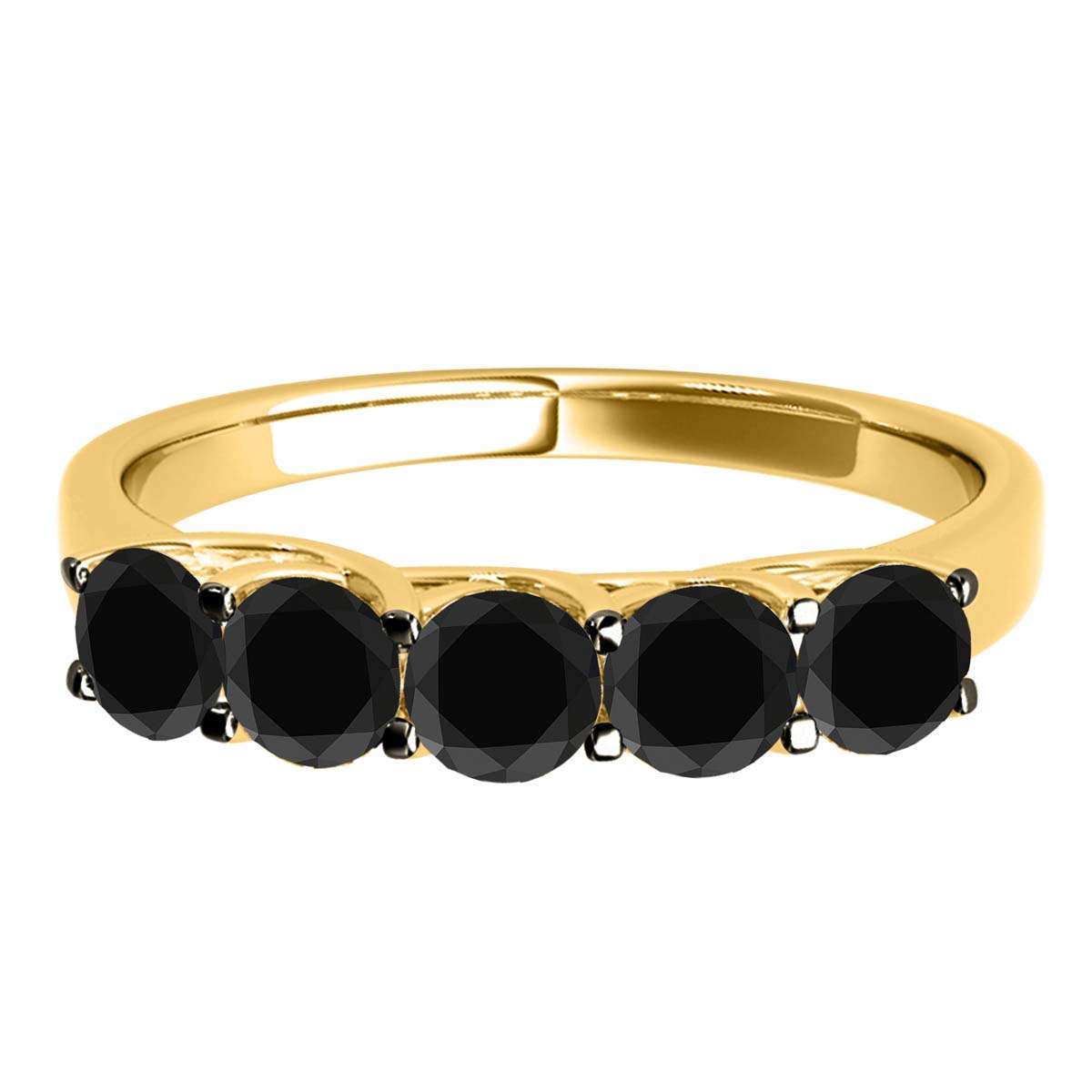 Mauli Jewels 1.00 Carat Five Stone Black Diamond Exquisite Women's Wedding Band Prong-Setting 14K Rose White Yellow Gold Mauli Jewels