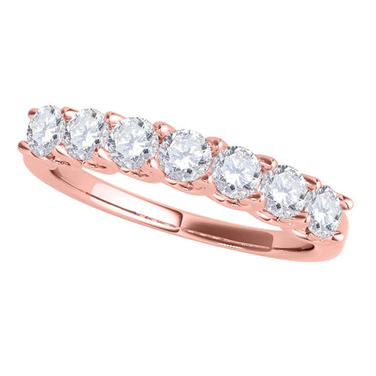 Maulijewels 3/4 CT Seven Stone Natural Brilliant Cut White Diamond Wedding/Engagement Band In 14K Rose White Yellow Gold Mauli Jewels