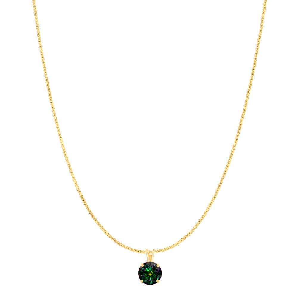 MauliJewels 1.20ct Rainbow Green Moissanite 14k Yellow Gold Solitaire Pendant with Gold Silver Chain Mauli Jewels