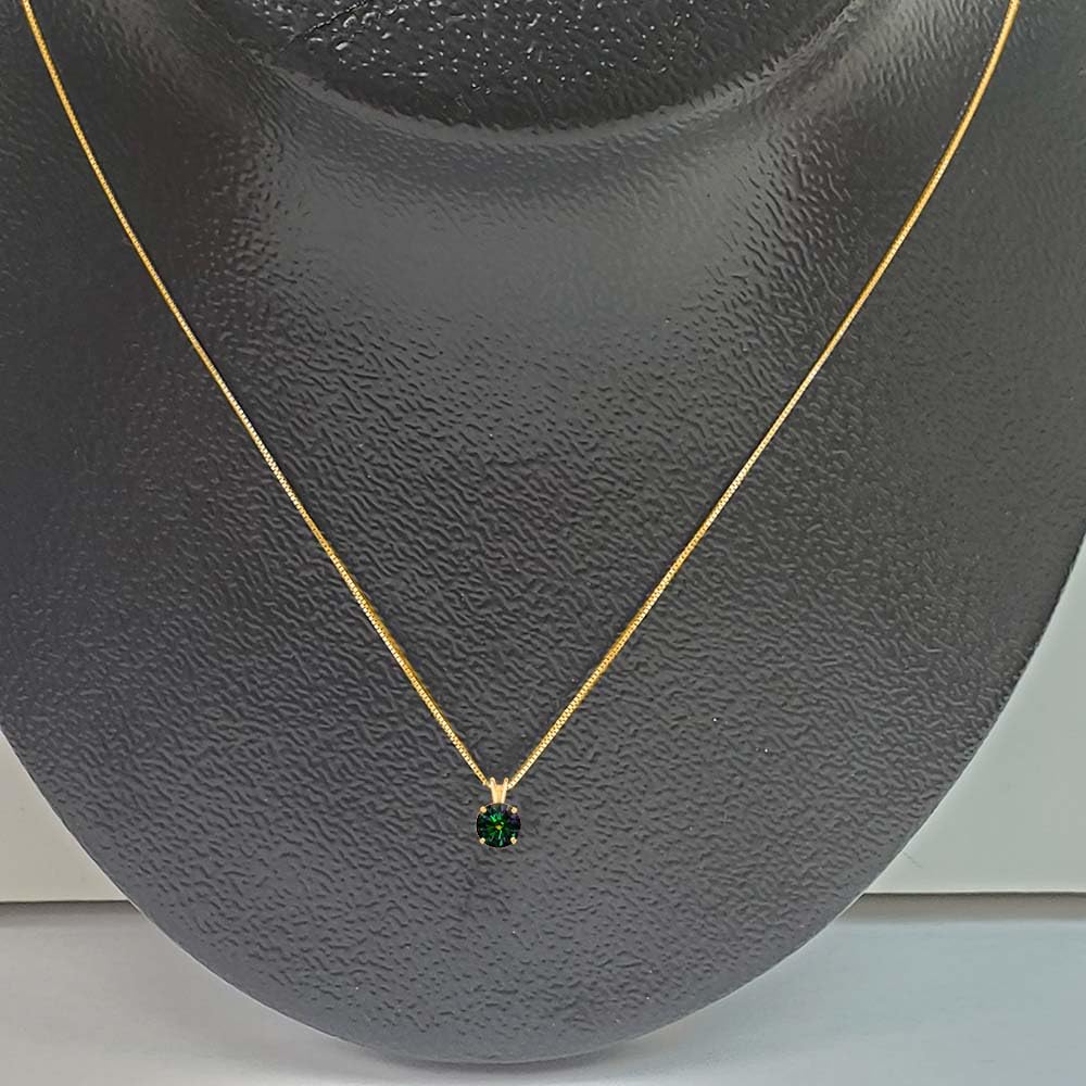 MauliJewels 1.20ct Rainbow Green Moissanite 14k Yellow Gold Solitaire Pendant with Gold Silver Chain Mauli Jewels
