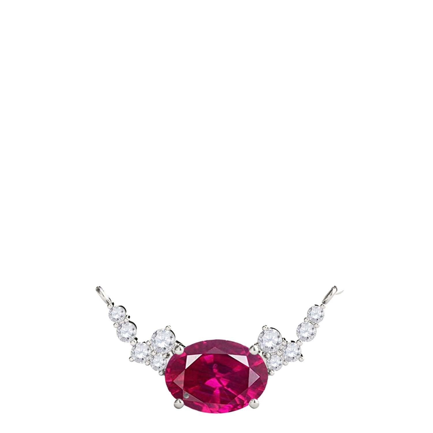 MauliJewels 0.90 Carat Ruby And White Diamond Gemstone Pendant Necklace For Women In 14K Rose White & Yellow Gold With 18" Box Chain Mauli Jewels