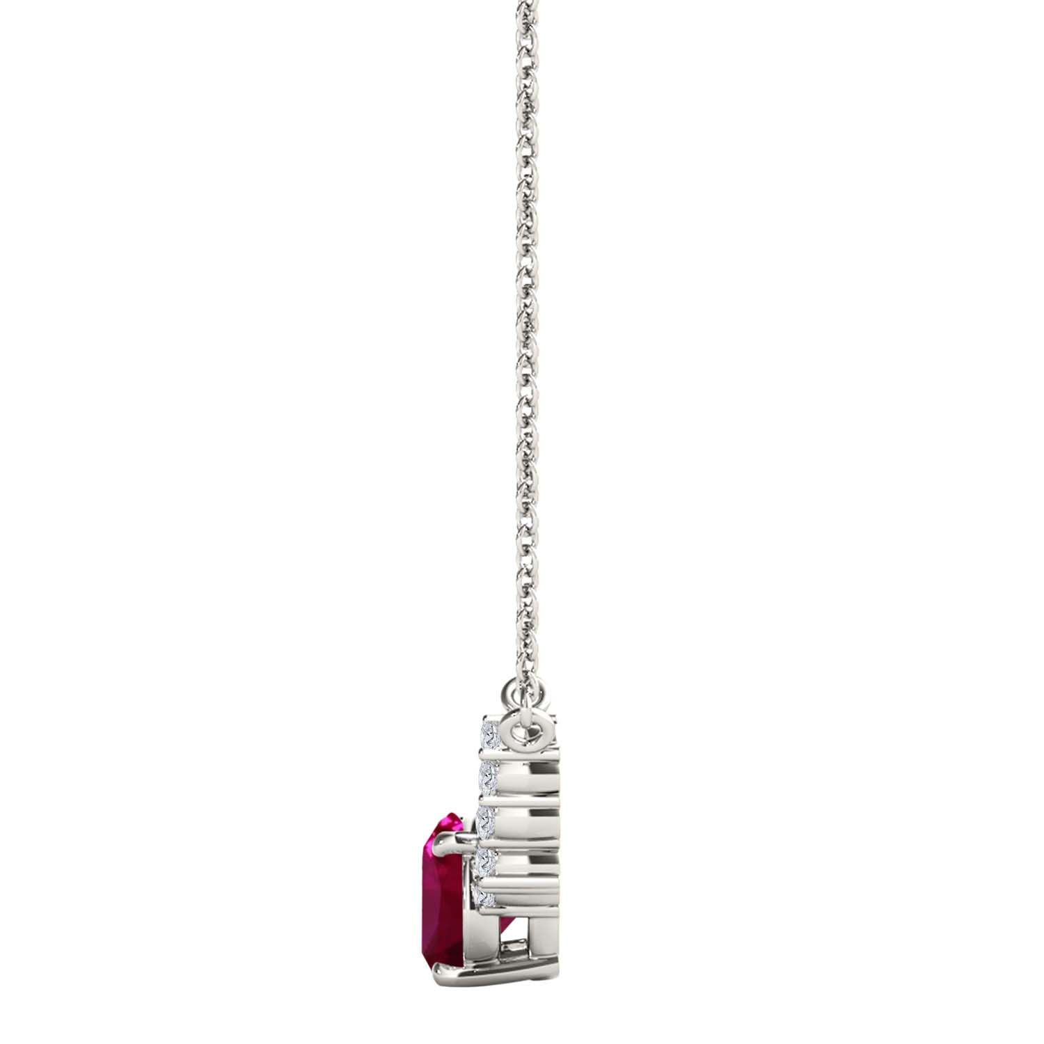 MauliJewels 0.90 Carat Ruby And White Diamond Gemstone Pendant Necklace For Women In 14K Rose White & Yellow Gold With 18" Box Chain Mauli Jewels
