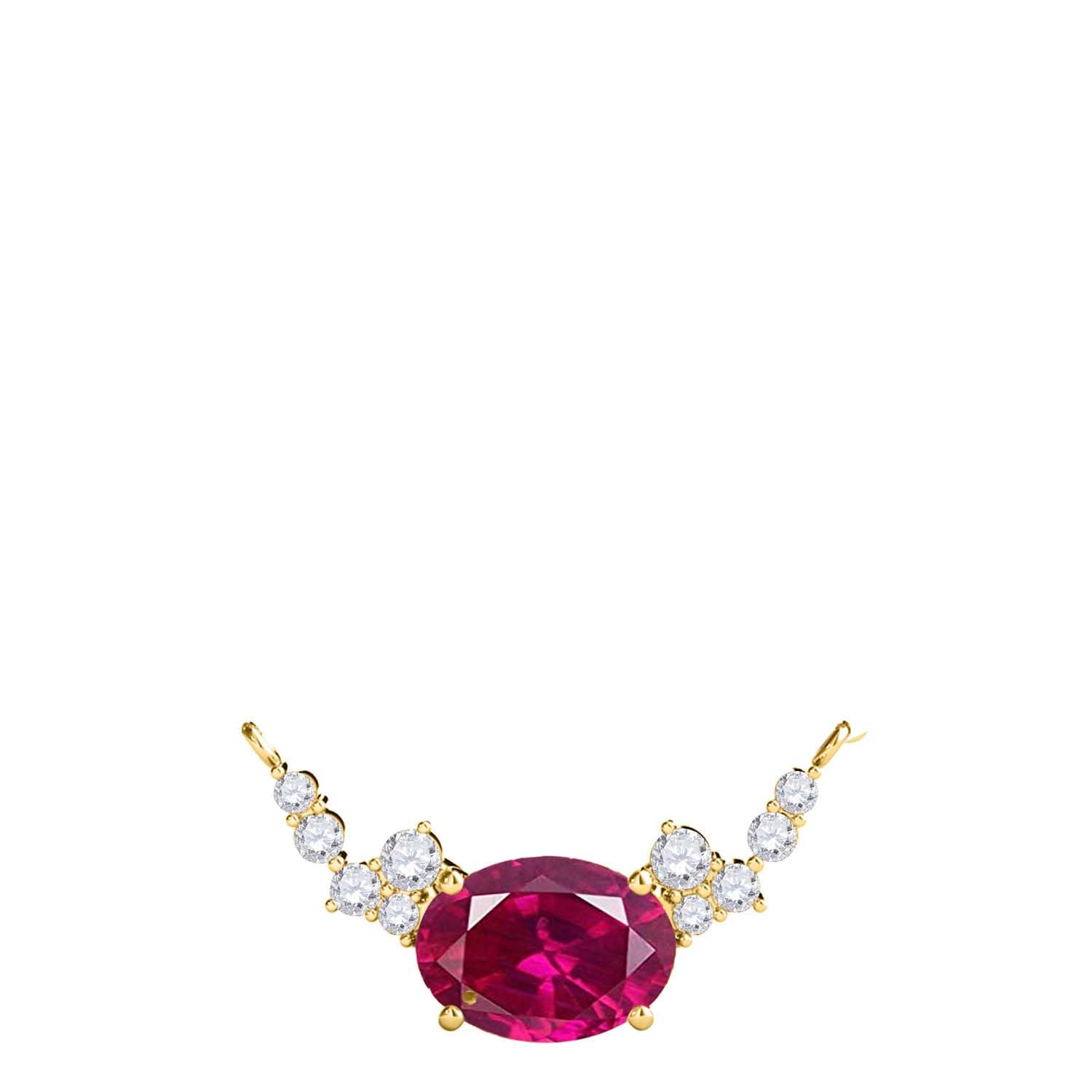 MauliJewels 0.90 Carat Ruby And White Diamond Gemstone Pendant Necklace For Women In 14K Rose White & Yellow Gold With 18" Box Chain Mauli Jewels