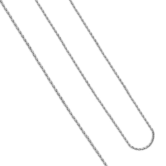 Mauli Jewels 1.2MM Spiga Wheat Chain Necklace 18" for Women, 14K White Gold Plated 925 Sterling Silver, Italian Made Rhodium Finish