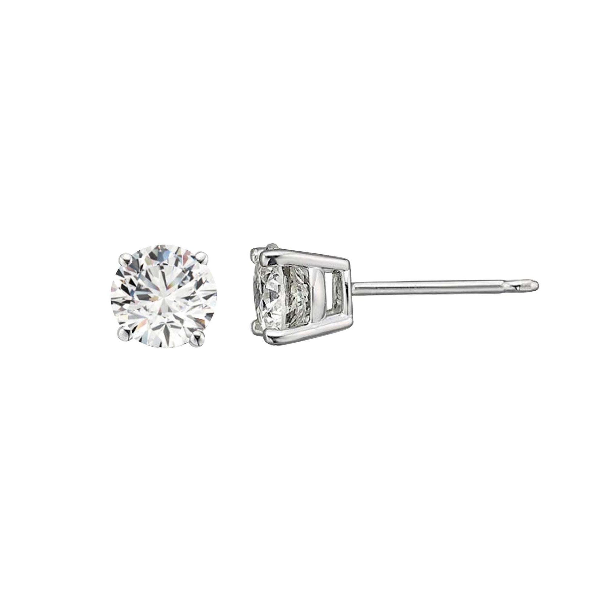 14k Solid Gold Diamond Studs Earrings For Women 0.05 Cttw Brilliant Cut Round Diamond (Color : F-G, Clarity : VS) White Yellow Gold Mauli Jewels