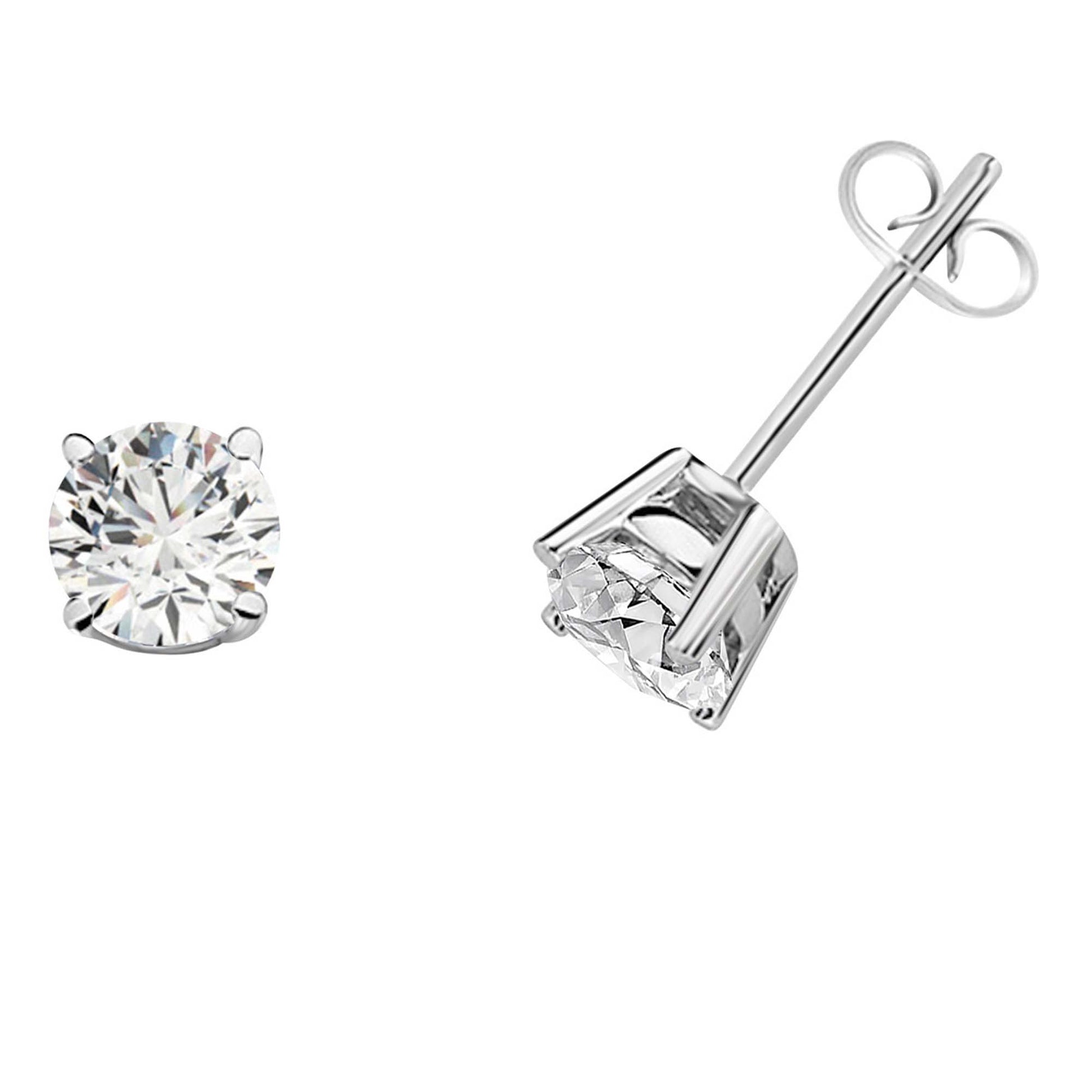 14k Solid Gold Diamond Studs Earrings For Women 0.05 Cttw Brilliant Cut Round Diamond (Color : F-G, Clarity : VS) White Yellow Gold Mauli Jewels