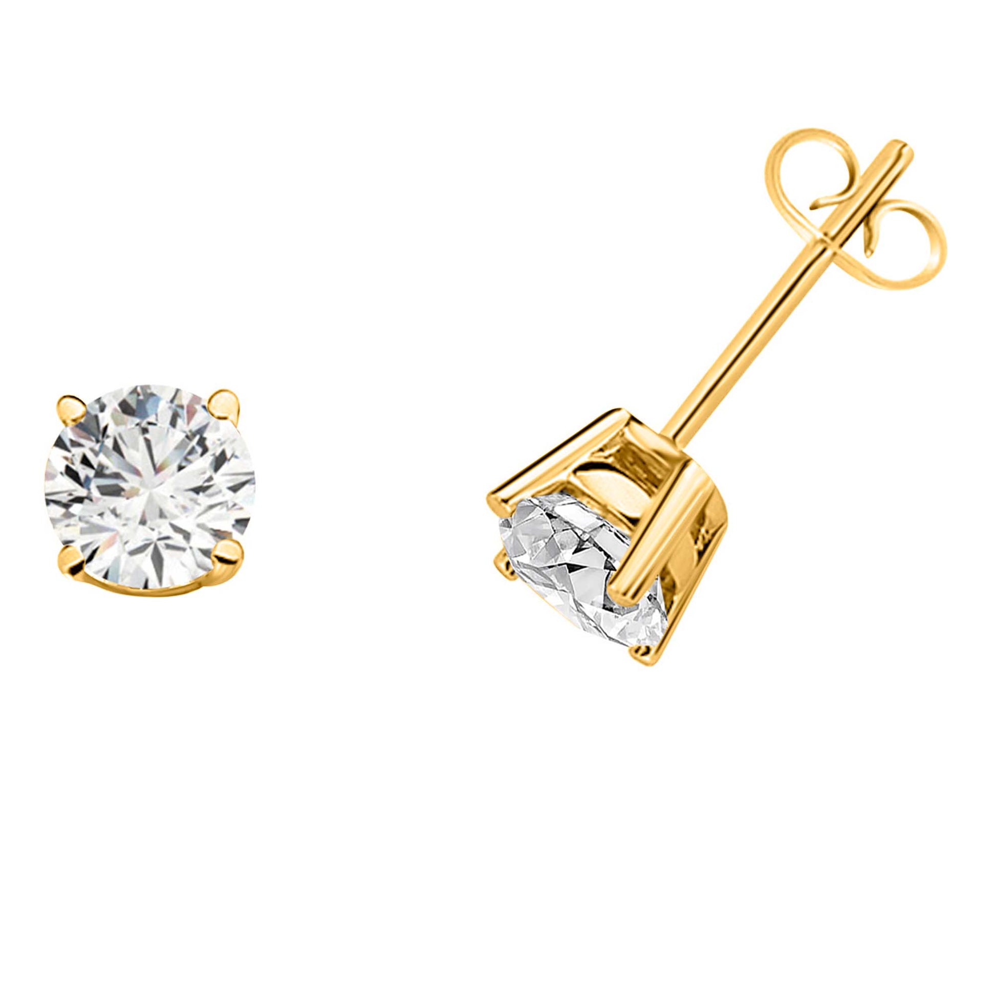 14k Solid Gold Diamond Studs Earrings For Women 0.05 Cttw Brilliant Cut Round Diamond (Color : F-G, Clarity : VS) White Yellow Gold Mauli Jewels