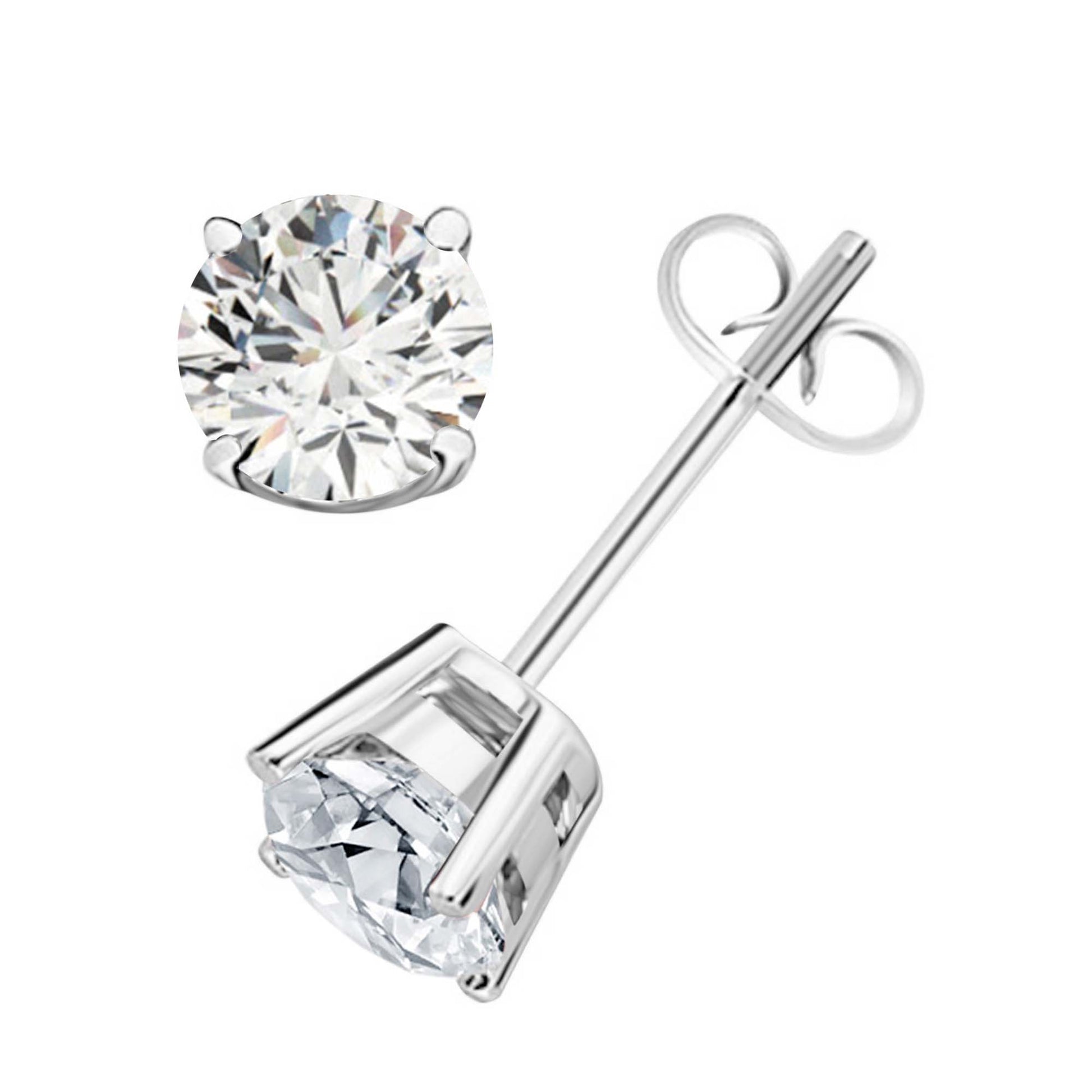 14k Solid Gold Diamond Studs Earrings For Women 1.00 Cttw Brilliant Cut Round Diamond (Color : F-G, Clarity : VS) White Yellow Gold Mauli Jewels