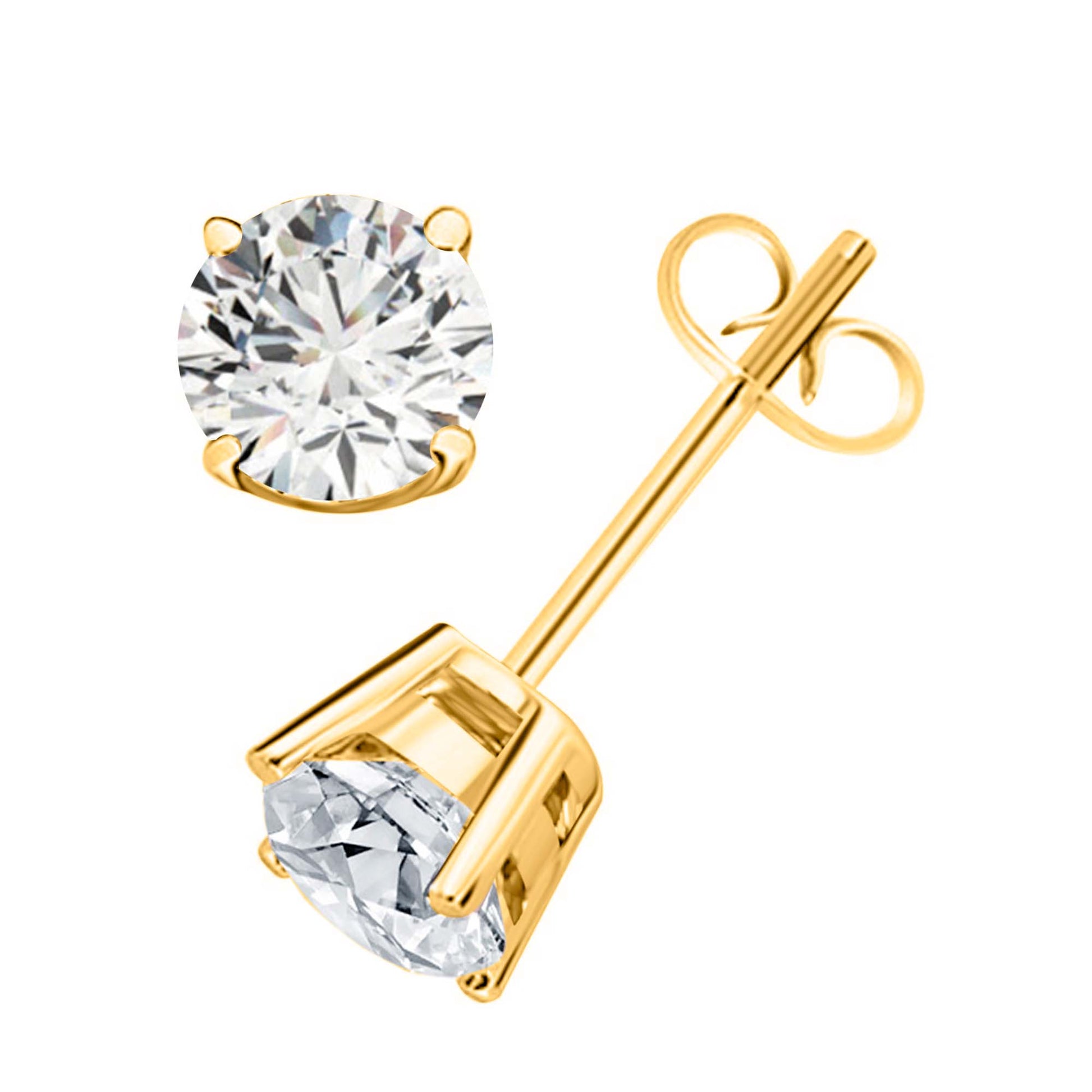 14k Solid Gold Diamond Studs Earrings For Women 1.00 Cttw Brilliant Cut Round Diamond (Color : F-G, Clarity : VS) White Yellow Gold Mauli Jewels