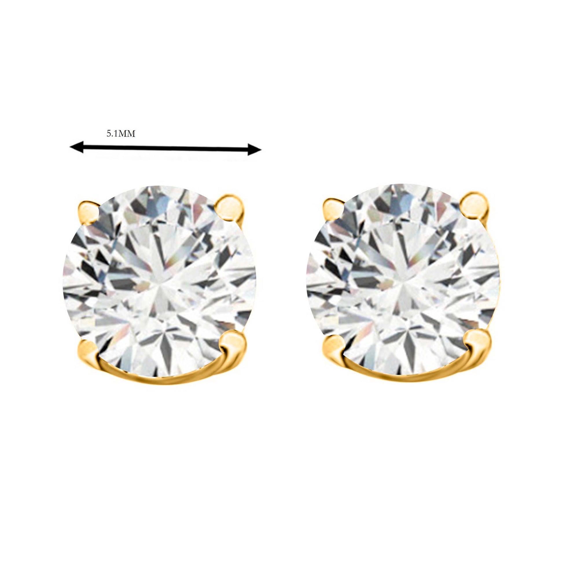 14k Solid Gold Diamond Studs Earrings For Women 1.00 Cttw Brilliant Cut Round Diamond (Color : F-G, Clarity : VS) White Yellow Gold Mauli Jewels