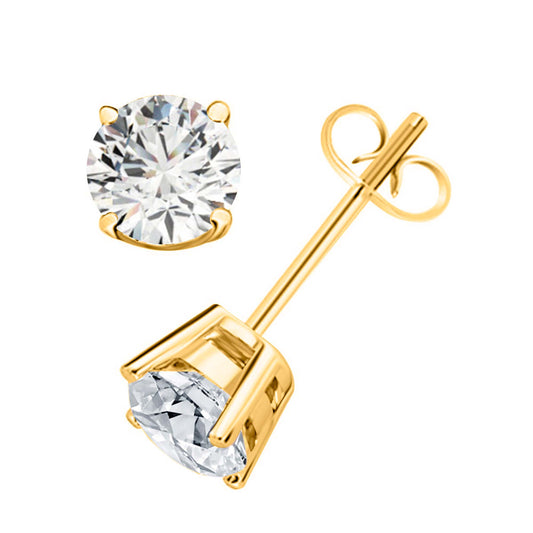 14k Solid Gold Diamond Studs Earrings For Women 1.50 Cttw Brilliant Cut Round Diamond (Color : F-G, Clarity : VS) White Yellow Gold Mauli Jewels