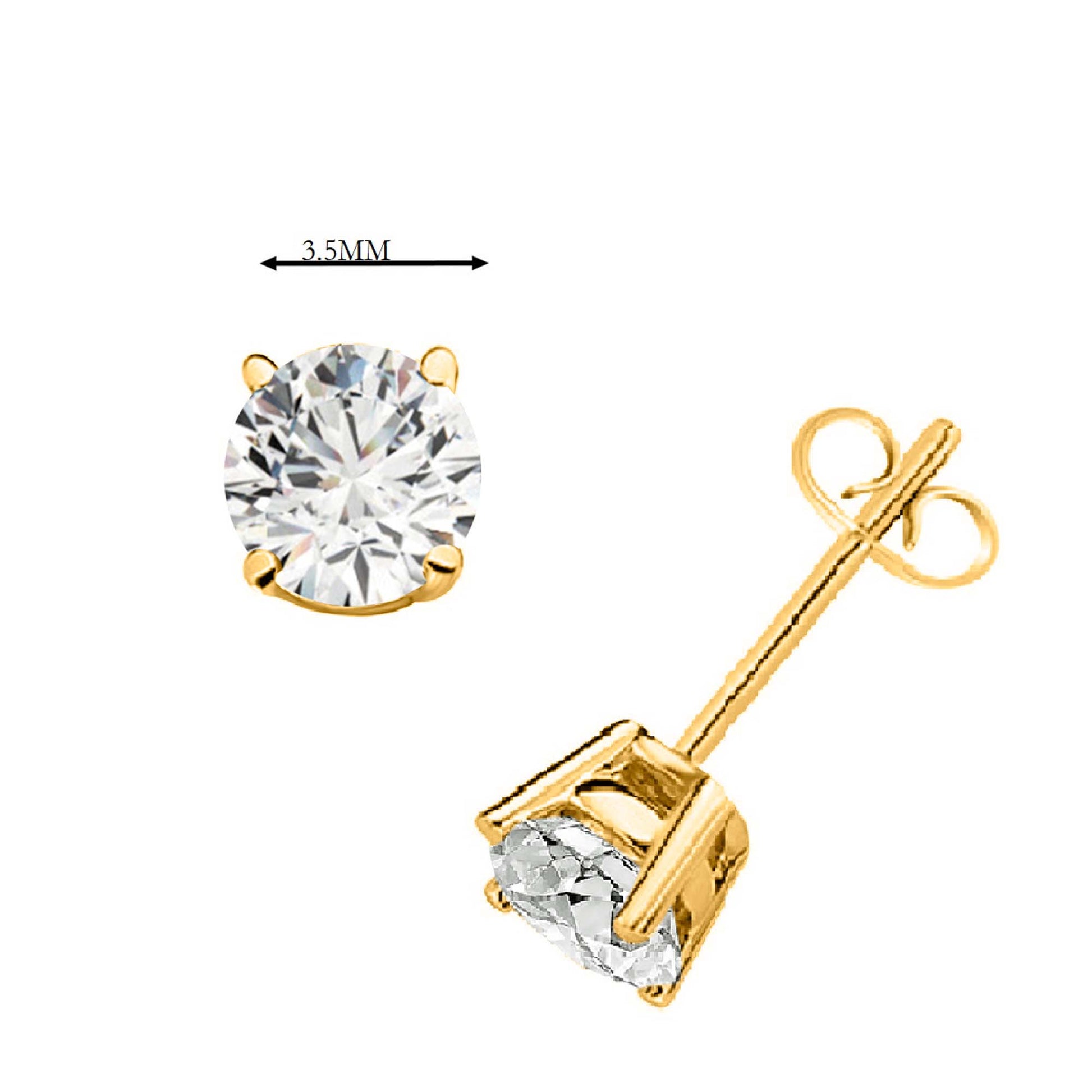 14k Solid Gold Diamond Studs Earrings For Women 0.30 Cttw Brilliant Cut Round Diamond (Color : F-G, Clarity : VS) White Yellow Gold Mauli Jewels
