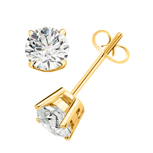 14k Solid Gold Diamond Studs Earrings For Women 0.60 Cttw Brilliant Cut Round Diamond (Color : F-G, Clarity : VS) White Yellow Gold Mauli Jewels