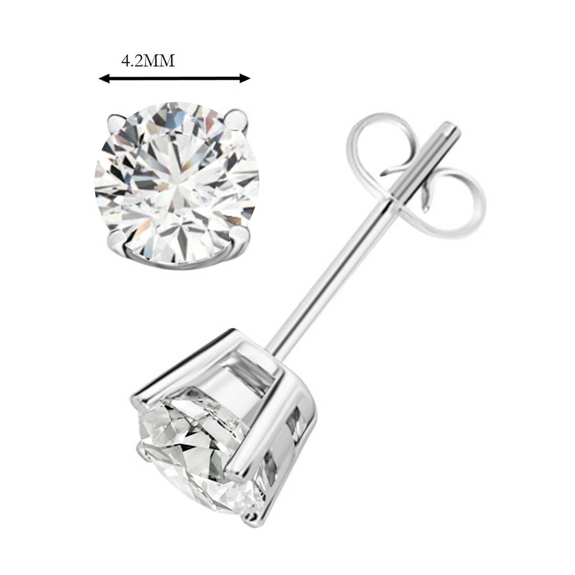 14k Solid Gold Diamond Studs Earrings For Women 0.60 Cttw Brilliant Cut Round Diamond (Color : F-G, Clarity : VS) White Yellow Gold Mauli Jewels