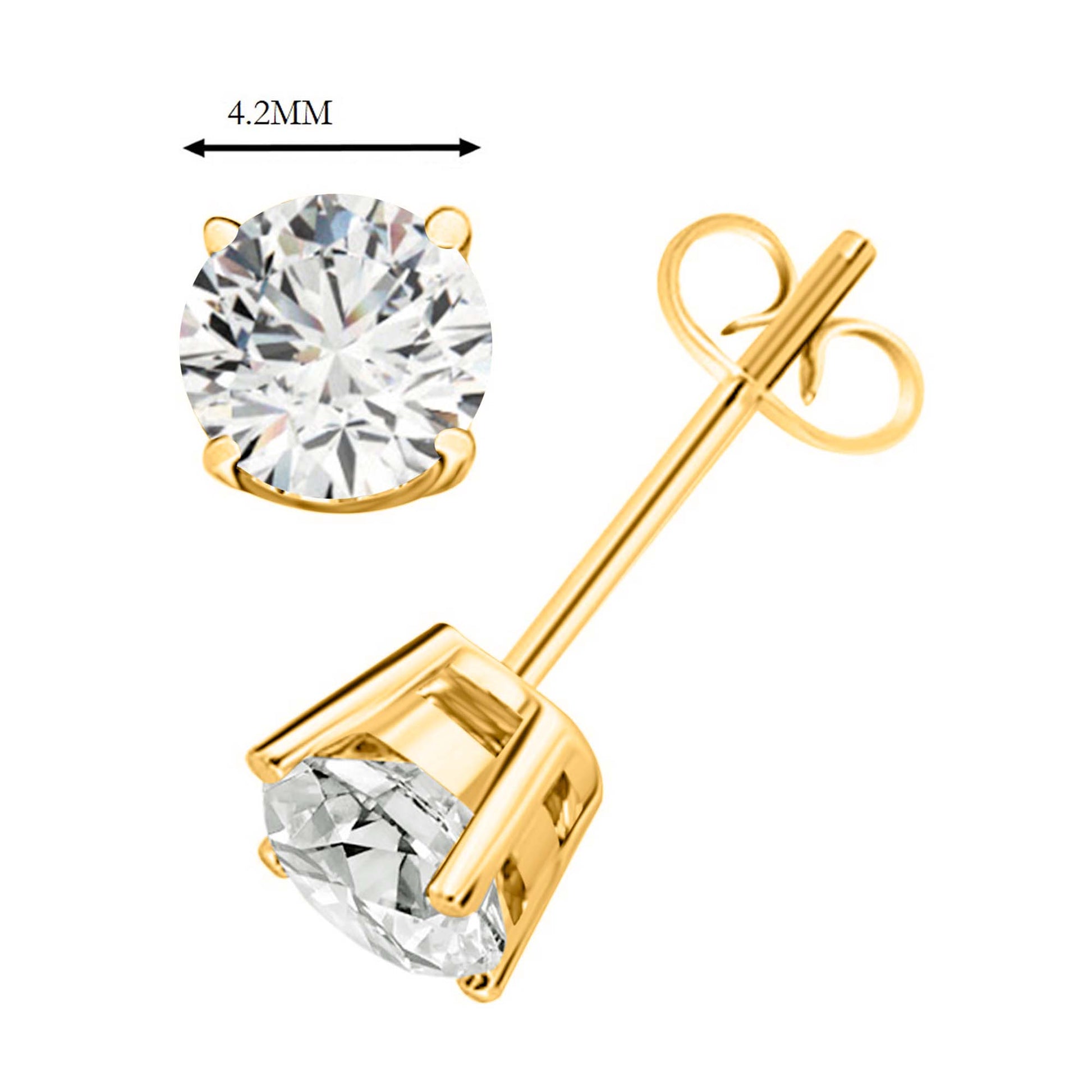 14k Solid Gold Diamond Studs Earrings For Women 0.60 Cttw Brilliant Cut Round Diamond (Color : F-G, Clarity : VS) White Yellow Gold Mauli Jewels
