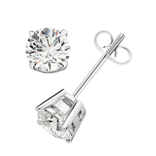 14k Solid Gold Diamond Studs Earrings For Women 0.75 Cttw Brilliant Cut Round Diamond (Color : F-G, Clarity : VS) White Yellow Gold Mauli Jewels