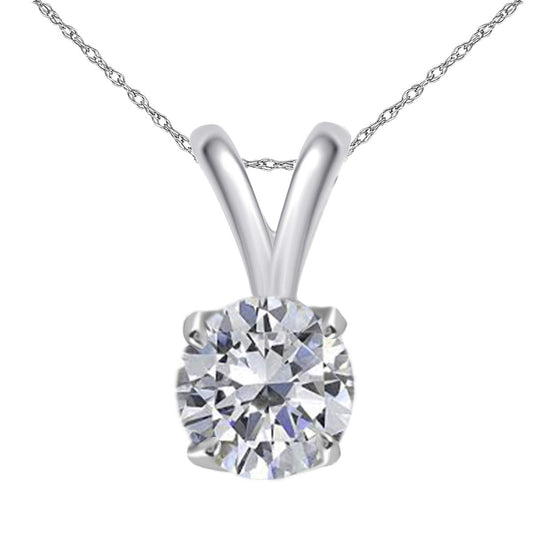 Mauli Jewels Engagement Necklace for Women 0.40 Carat Round White Diamond Solitaire Pendant 4-prong 14K White Gold