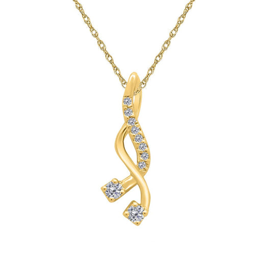 MauliJewels Engagement Necklace for Women 0.25 Carat Swirl Diamond Pendant 4 prongs 10K Yellow Gold With 18'' Chain Mauli Jewels