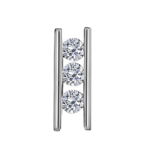 MauliJewels Engagement Necklace for Women 0.24 Carat Three Stone Diamond Ladder Pendant 4 channel 14K White Gold With 18'' Chain