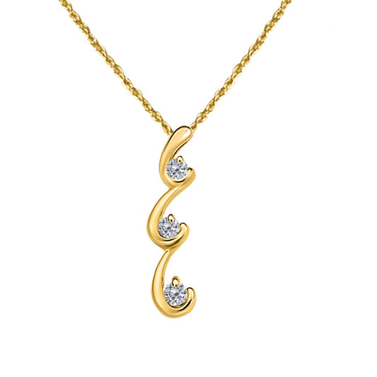 MauliJewels Engagement Necklace for Women 0.50 Ct Ttw Elegant Diamond Three Stone Pendant In 10K White & Yellow Gold With 18'' Chain