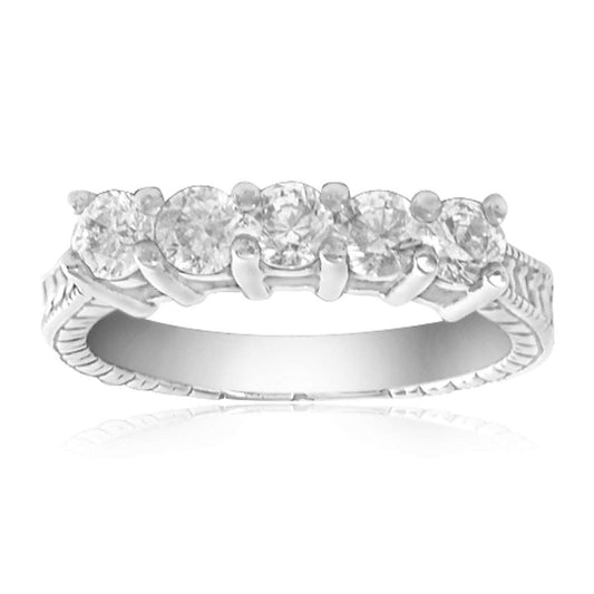0.75 Carat Five Stone Natural Diamond Prong Set Engagement Wedding Ring In 10K Rose White & Yellow Gold Mauli Jewels