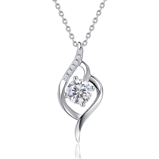 Mauli Jewels 1.06 Carat Lab Grown Diamond Pendant Necklace for Women in 10K White & Yellow Gold, Round Cut EF VS1 Excellent Cut Diamond with 18 Inch Cable Chain