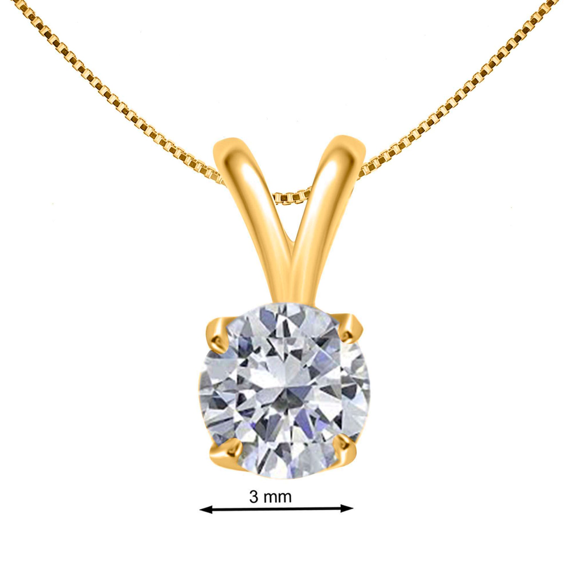 0.20 Carat Natural Diamond Solitaire Pendant For Women In 14K Solid White & Yellow Gold With Box Chain Mauli Jewels