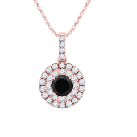 Mauli Jewels Engagement Necklace for Women 0.50 Carat Black And White Diamond Pendant 4 Prong-Setting 14K Rose Gold With 18'' Chain