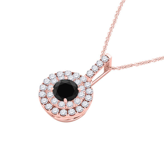 Mauli Jewels Engagement Necklace for Women 0.50 Carat Black And White Diamond Pendant 4 Prong-Setting 14K Rose Gold With 18'' Chain