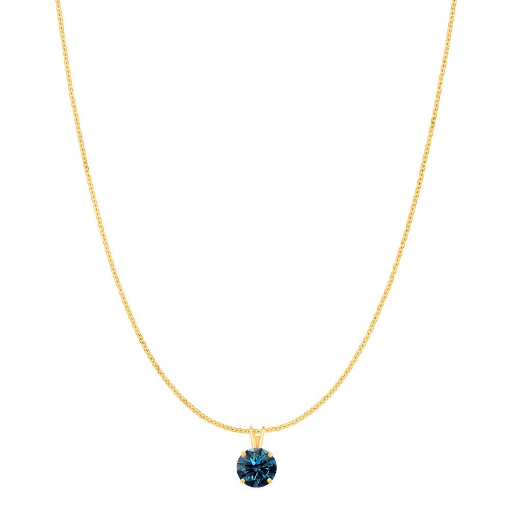 MauliJewels 2.00ct Blue Diamond Moissanite 14k Yellow Gold Solitaire Pendant with Gold Plated Silver Chain Mauli Jewels