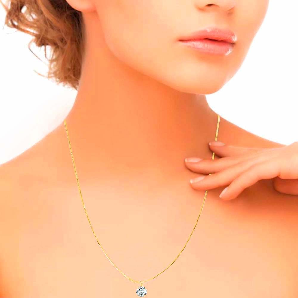 MauliJewels 1.20ct White Moissanite 14k Yellow Gold Solitaire Pendant with Gold Silver Chain Mauli Jewels