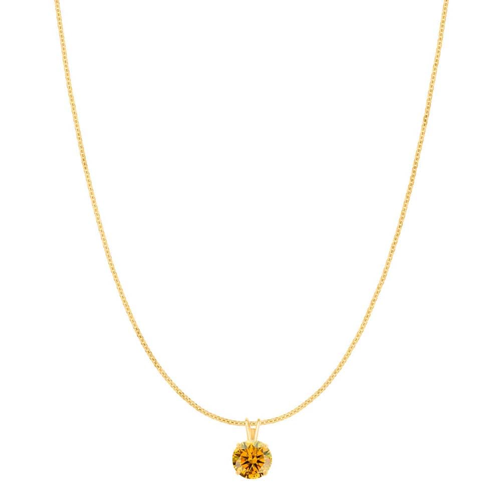 MauliJewels 2.00ct Yellow Moissanite 14k Yellow Gold Solitaire Pendant with Gold Silver Chain Mauli Jewels