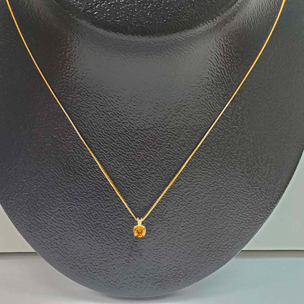 MauliJewels 2.00ct Yellow Moissanite 14k Yellow Gold Solitaire Pendant with Gold Silver Chain Mauli Jewels